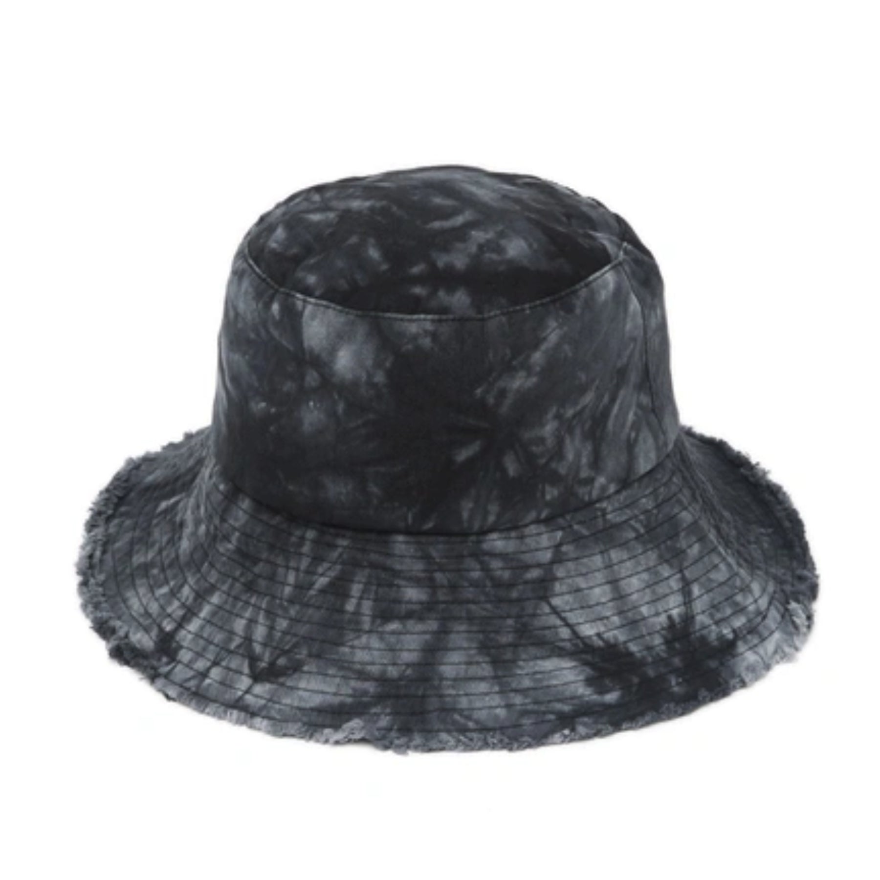 Elevate your summer style with this Vince Camuto tie-dye bucket hat. Crafted from 100% cotton with a trendy raw edge finish, it features eye-catching tie-dye patterns that make a bold fashion statement. The 3.5" brim provides practical sun protection while keeping you looking effortlessly cool. Available in Sienna and Black, this versatile hat pairs seamlessly with any warm-weather outfit. Perfect for beach days, outdoor adventures, or casual everyday wear.