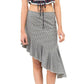 POL Asymmetrical Ruffle Hem Gingham Cotton Mini Skirt