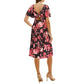 ASOS Floral Print Twist Cut Out Back Flatter Sleeves Pleated Midi Dress