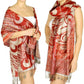 Pashmina Reversible Peacock's Feather Fringed Pashmina Shawl Evening Wrap