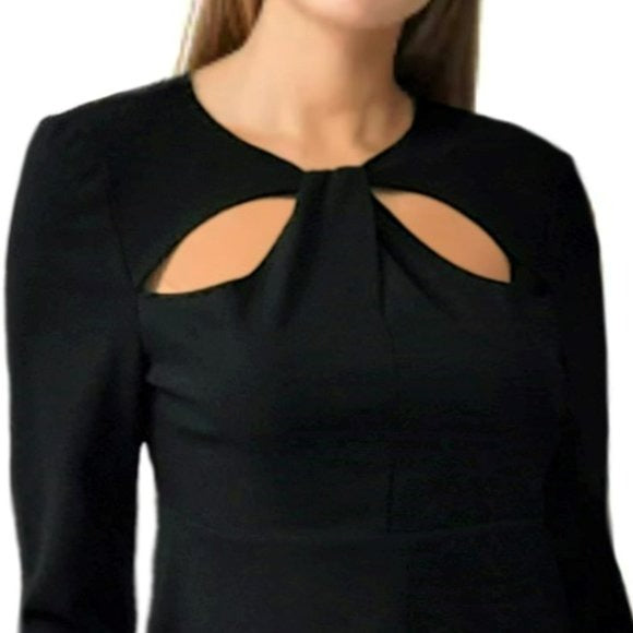 twist cut out long sleeve mini dress front twist cut out dress m / eggplant