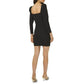 1.State Square Neck Princess Seam Metallic Shimmer Cocktail Mini Dress