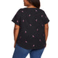 Vintage America Women's Flamingos Embroidered Relaxed Fit Tee Lightweight Cotton Blend T-Shirt