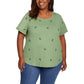 Vintage America Women's Bees Embroidered Relaxed Fit Tee Lightweight Cotton Blend T-Shirt