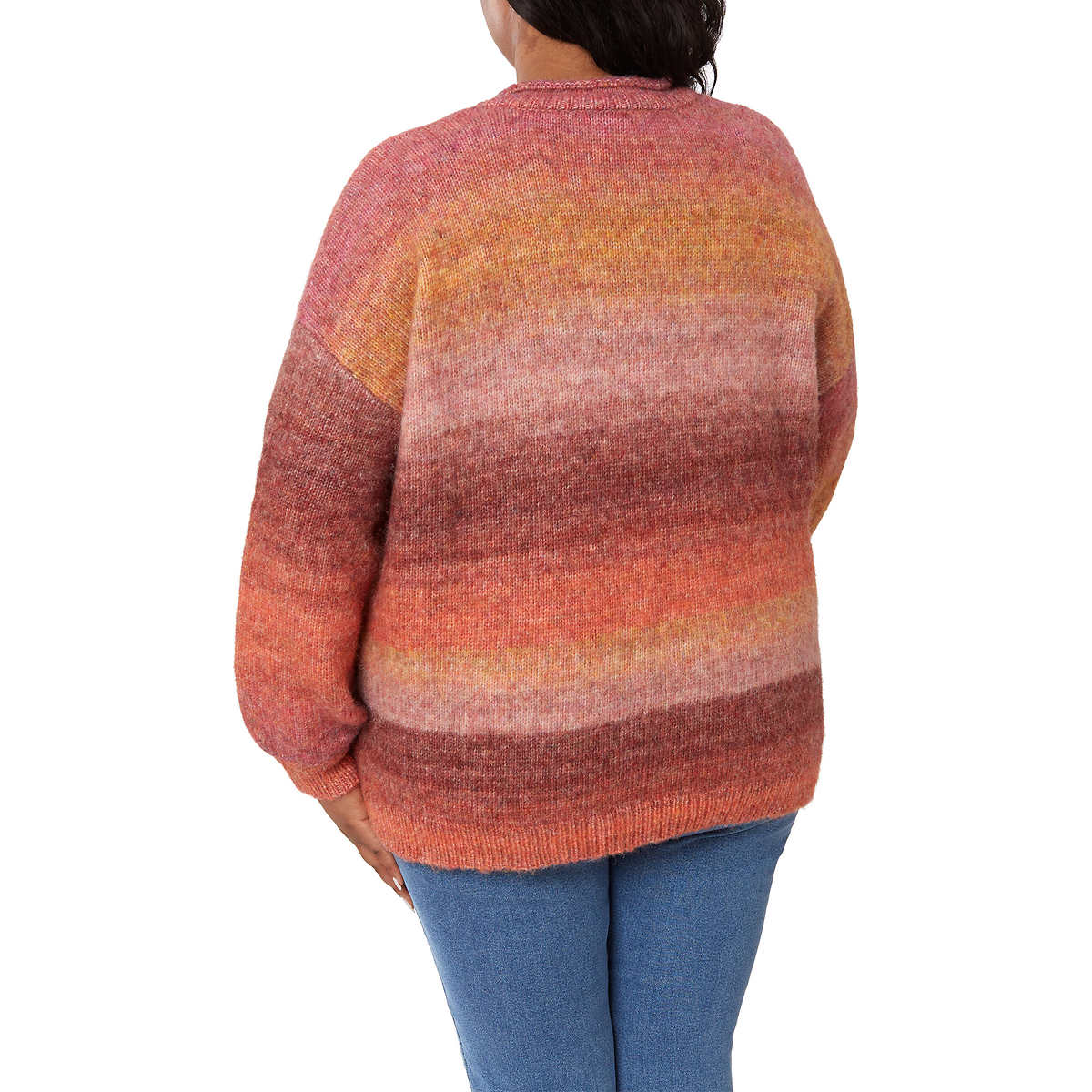 Briggs Women's Plus Cozy V-Neck Ombre Space Dye Soft Knitt Sweater