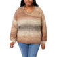 Briggs Women's Cozy V-Neck Soft Ombre Space Dye Soft Knit Sweater
