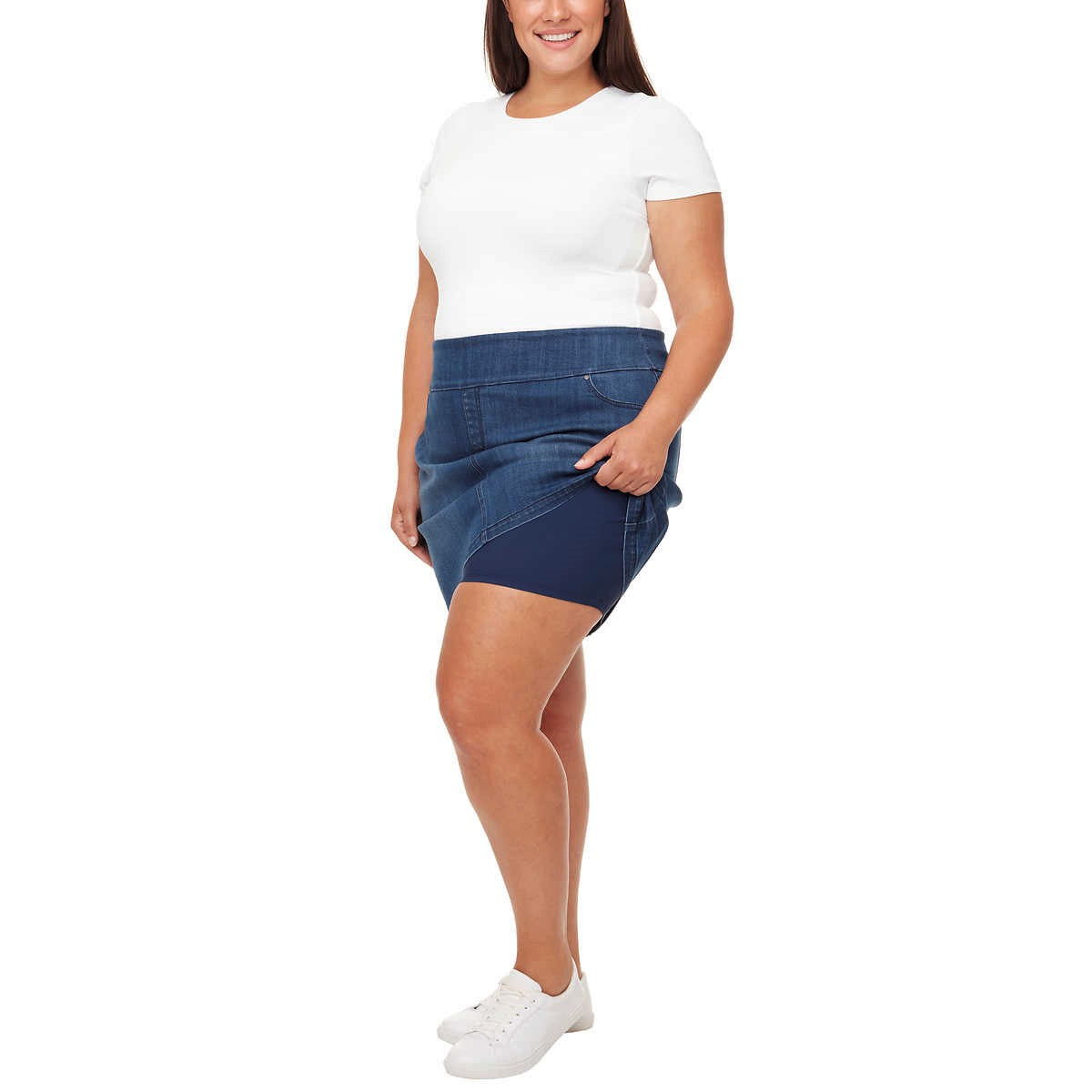 S.C. & CO Women's Built-in Shorts 5 Pockets Stretch Denim Skort
