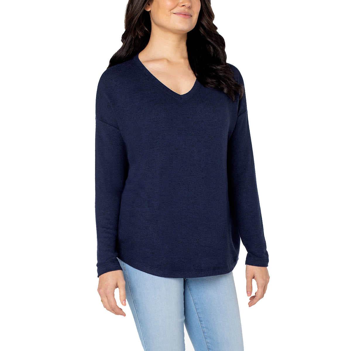 Well Worn Women's Ultra Soft V-neck Lightweight Knit Sweater Relaxed Fit Top