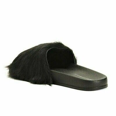 French Connection Women's Faux Fur Cozy Slip-on Slides Sandals